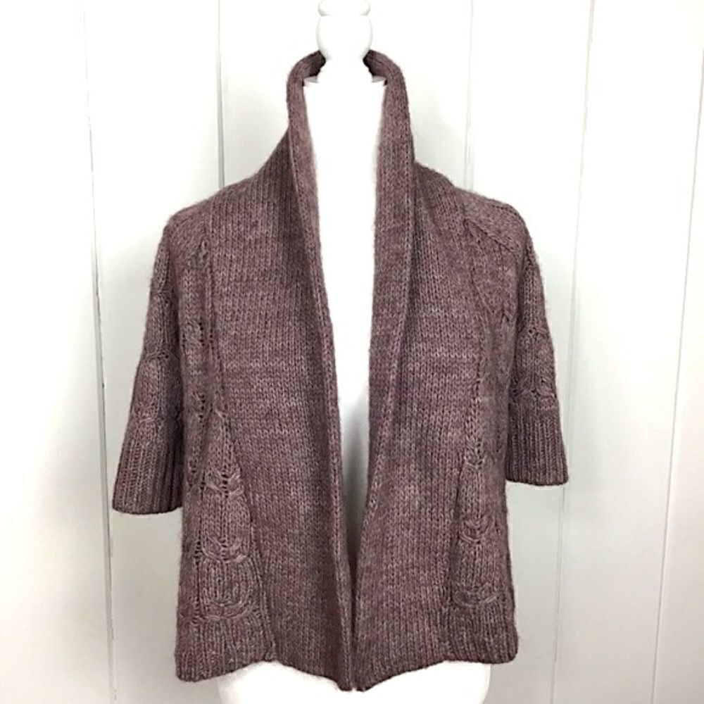 ‎Ann Taylor LOFT Alpaca Sweater,  Purple Plum Cardigan, Size Small